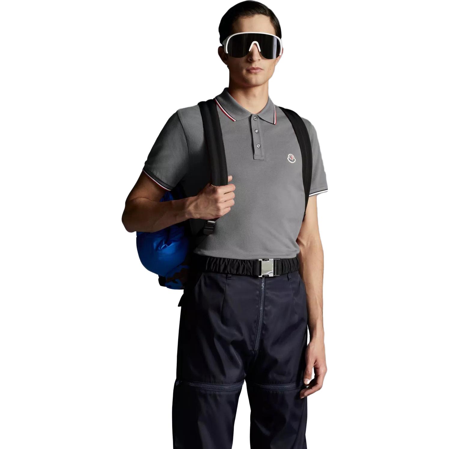 Moncler Logo Knit Stripe Polo Shirt Dark Gray 0918A7030084556984 圖 4