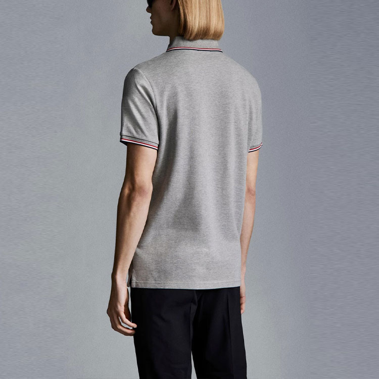 Moncler Logo Knit Striped Short Sleeve Polo Shirt Grey 0918A7030084556987 圖 4