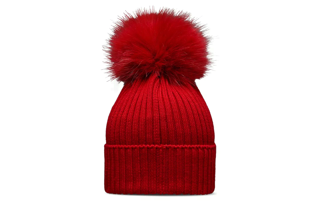 Lookbook Moncler Logo Merino Wool Knit Hat for Kids - Red I29543B0001804S01455