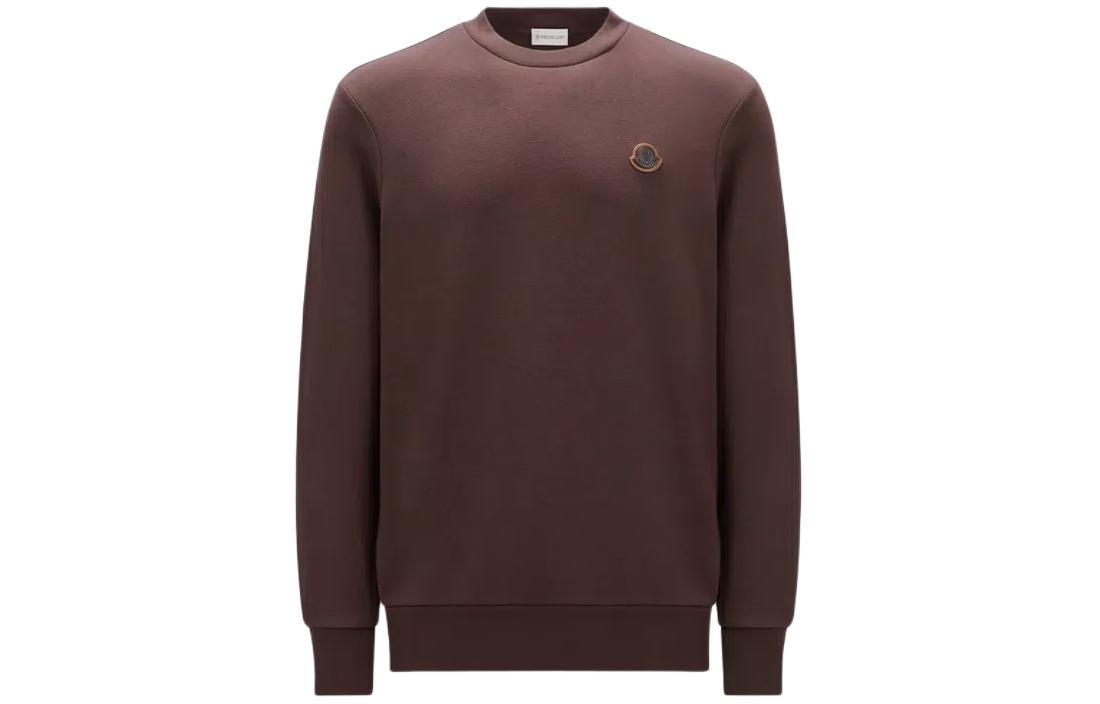 Moncler Logo Patch Brown Crewneck Sweatshirt J10918G0007589AJF283