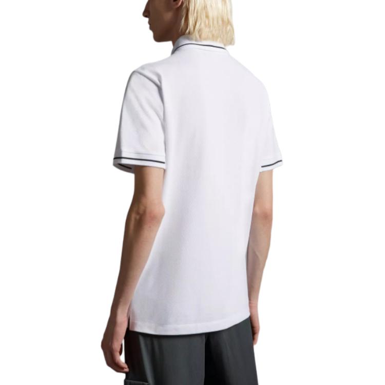 Purchase Moncler Logo Patch Button Closure Short Sleeve Polo Shirt Men’s White J10918A0000189A16001