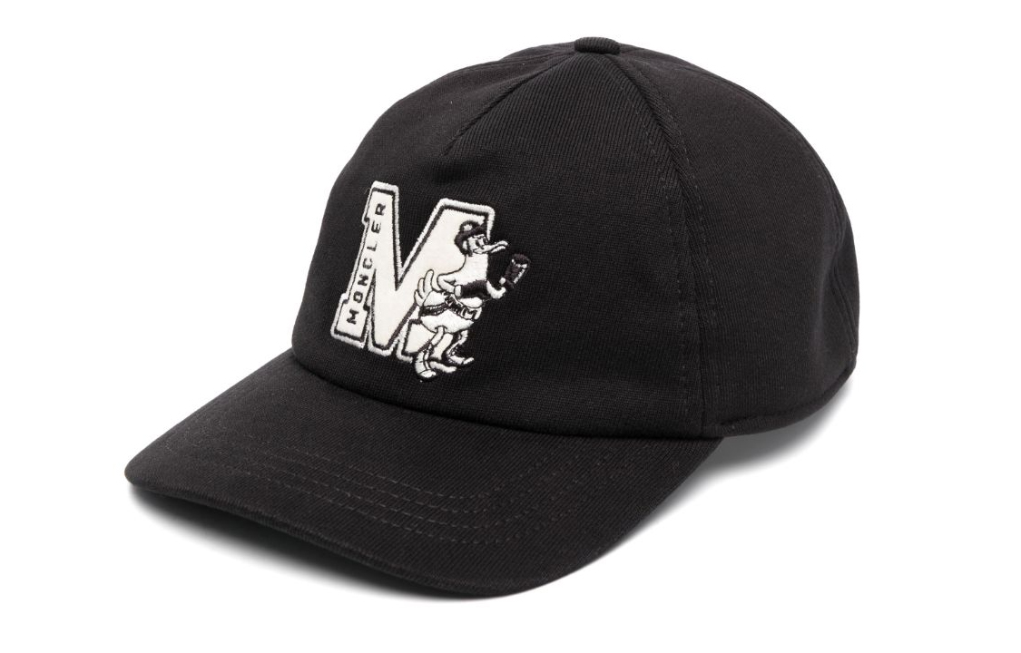 Moncler Logo Patch Cotton Kids Cap Black I29543B00011809KZ