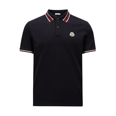 Moncler Logo Patch Cotton Striped Short Sleeve Polo Shirt Navy - . J20918A0001889A1677X