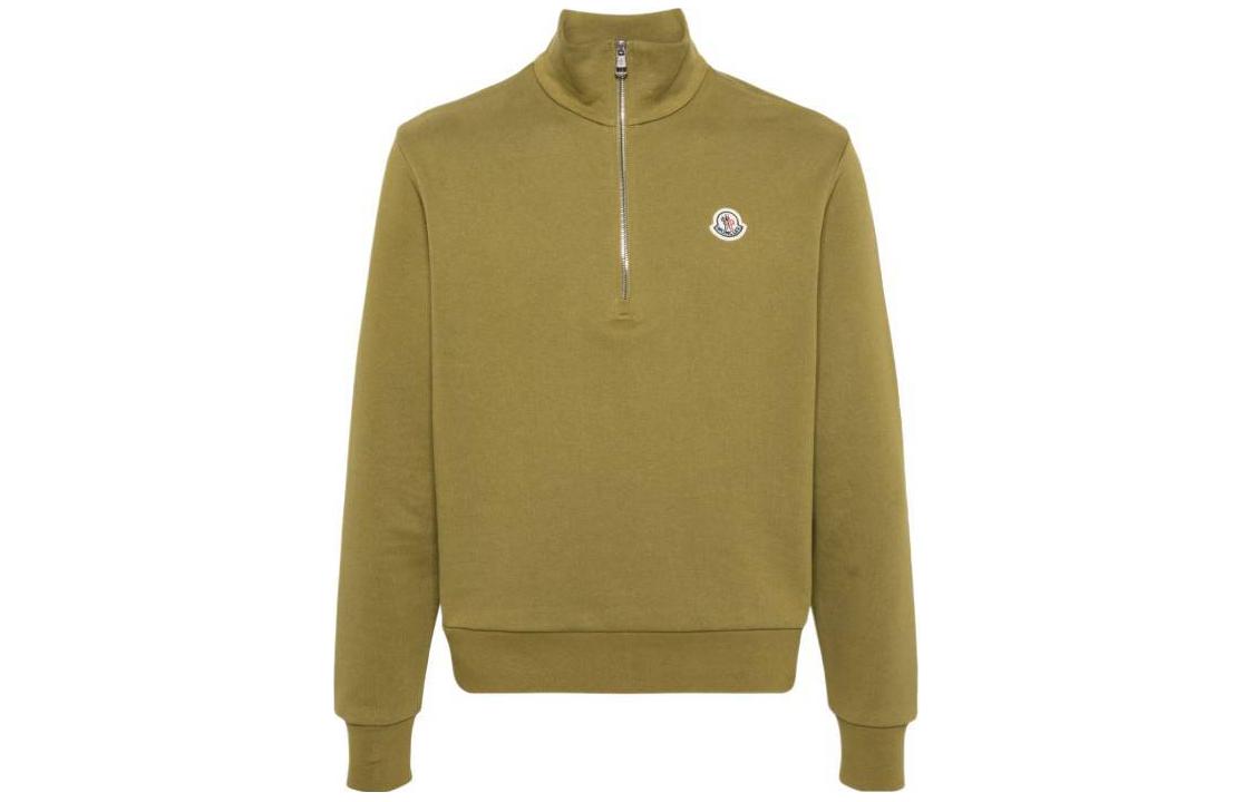 Moncler Logo Patch Crewneck Solid Long Sleeve Sweatshirt Men’s Olive Green J10918G00022899V4-81O