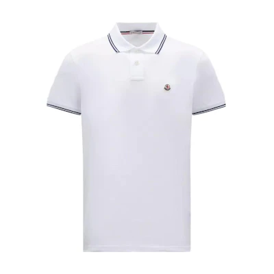 Moncler Logo Patch Embroidered Polo Shirt Short Sleeve White J10918A0002584556001