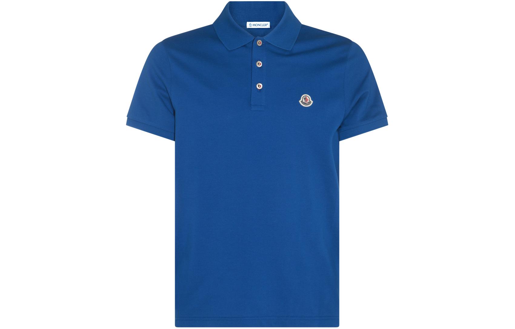Moncler Logo Patch Polo Shirt  Short Sleeve Polo Blue J10918A0002484556793