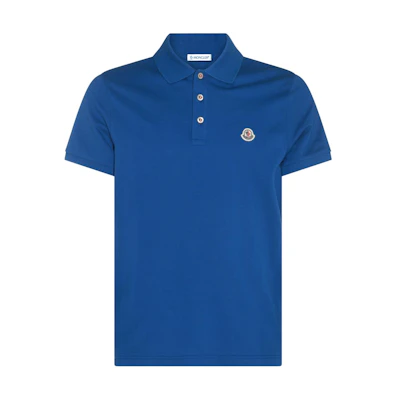 Moncler Logo Patch Polo Shirt Short Sleeve Polo Blue J10918A0002484556793