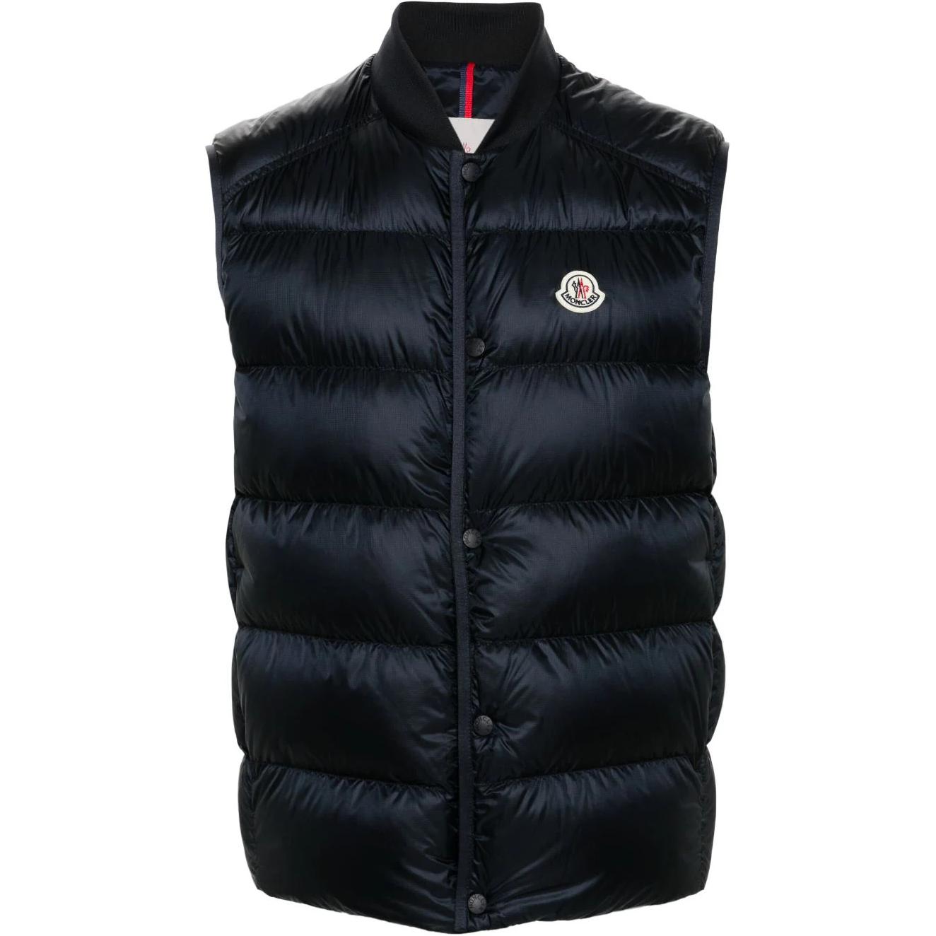 Moncler Logo Patch Sleeveless Baseball Collar Vest Unisex Navy Blue J20911A001565967G776