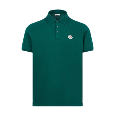 Moncler Logo Patch Slim Fit Short Sleeve Polo Shirt Green - J20918A0000984556875