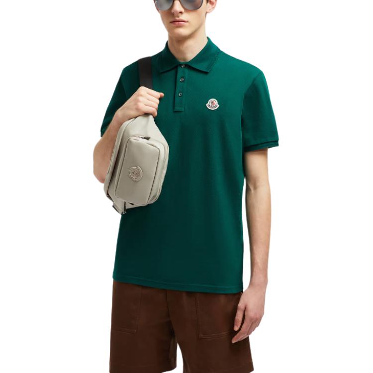 Moncler Logo Patch Slim Fit Short Sleeve Polo Shirt Green - J20918A0000984556875 圖 3