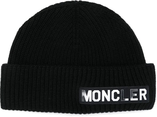 Moncler Logo Patch Solid Color Knit Beanie Black Hat 3B00018M1241 Buy Moncler Logo Patch Solid Color Knit Beanie Black Hat 3B00018M1241