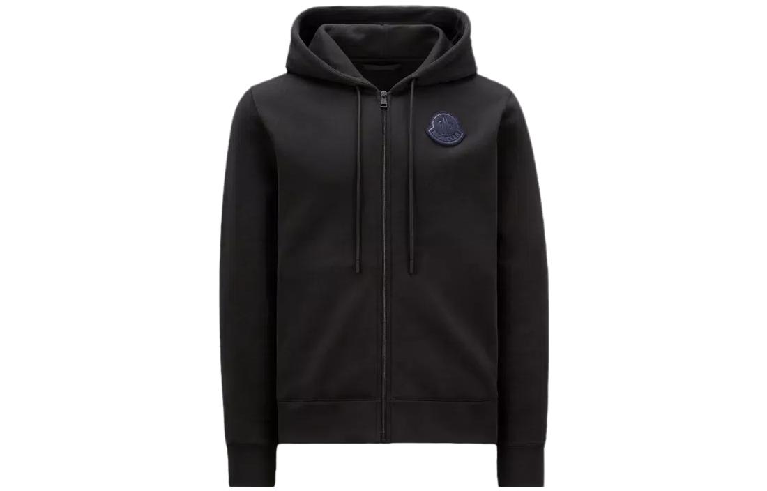 Moncler Logo Patch Zip-Up Hoodie Black I20918G00081809KX999