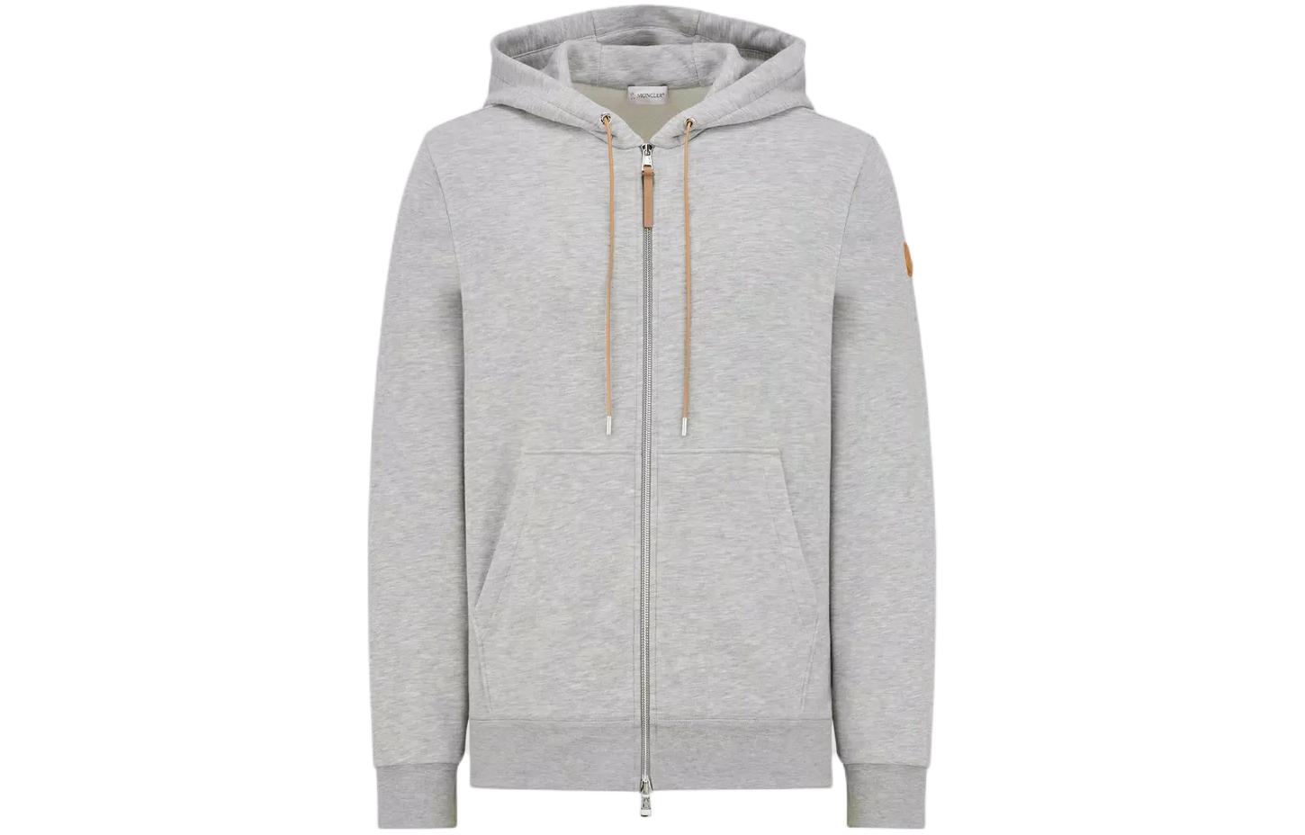 Moncler Logo Patch Zip-Up Hoodie Long Sleeve Jacket in Gray J10918G0006589AJF986