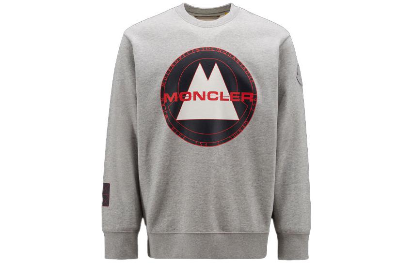 Moncler Logo Print Crewneck Long Sweatshirt Gray H20928G00014M2327984