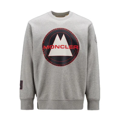 Moncler Logo Print Crewneck Long Sweatshirt Gray H20928G00014M2327984