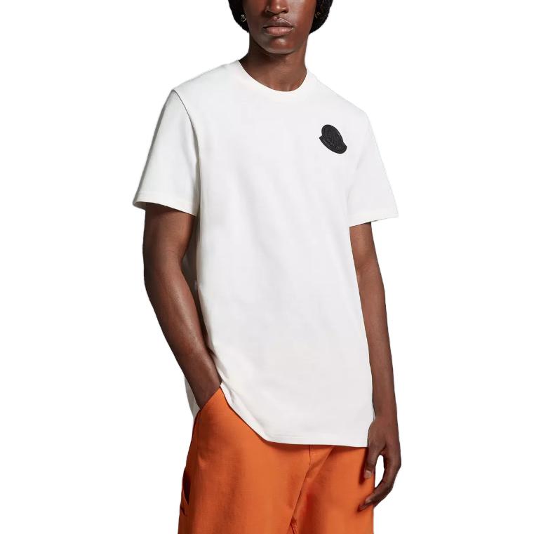 Purchase モンクレール ロゴプリント クルーネック 半袖 Tシャツ メンズ ホワイト I20918C0006983927034