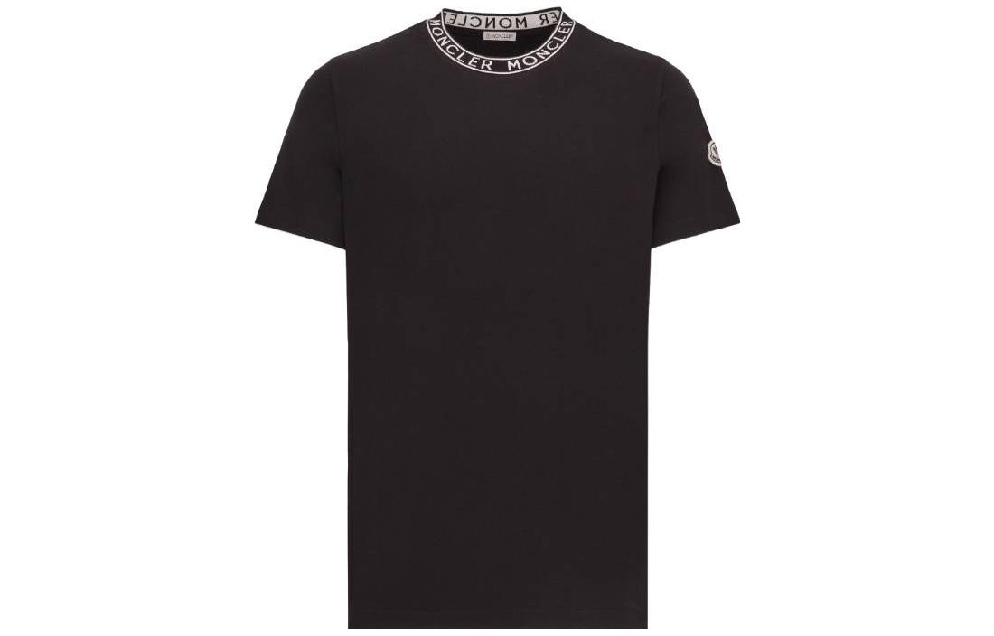 Order Moncler Kaos Slim Fit Crewneck Cetak Logo Hitam J10918C000248390T999