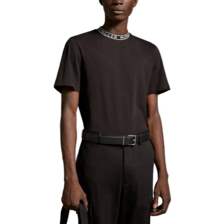 Shop Moncler Kaos Slim Fit Crewneck Cetak Logo Hitam J10918C000248390T999