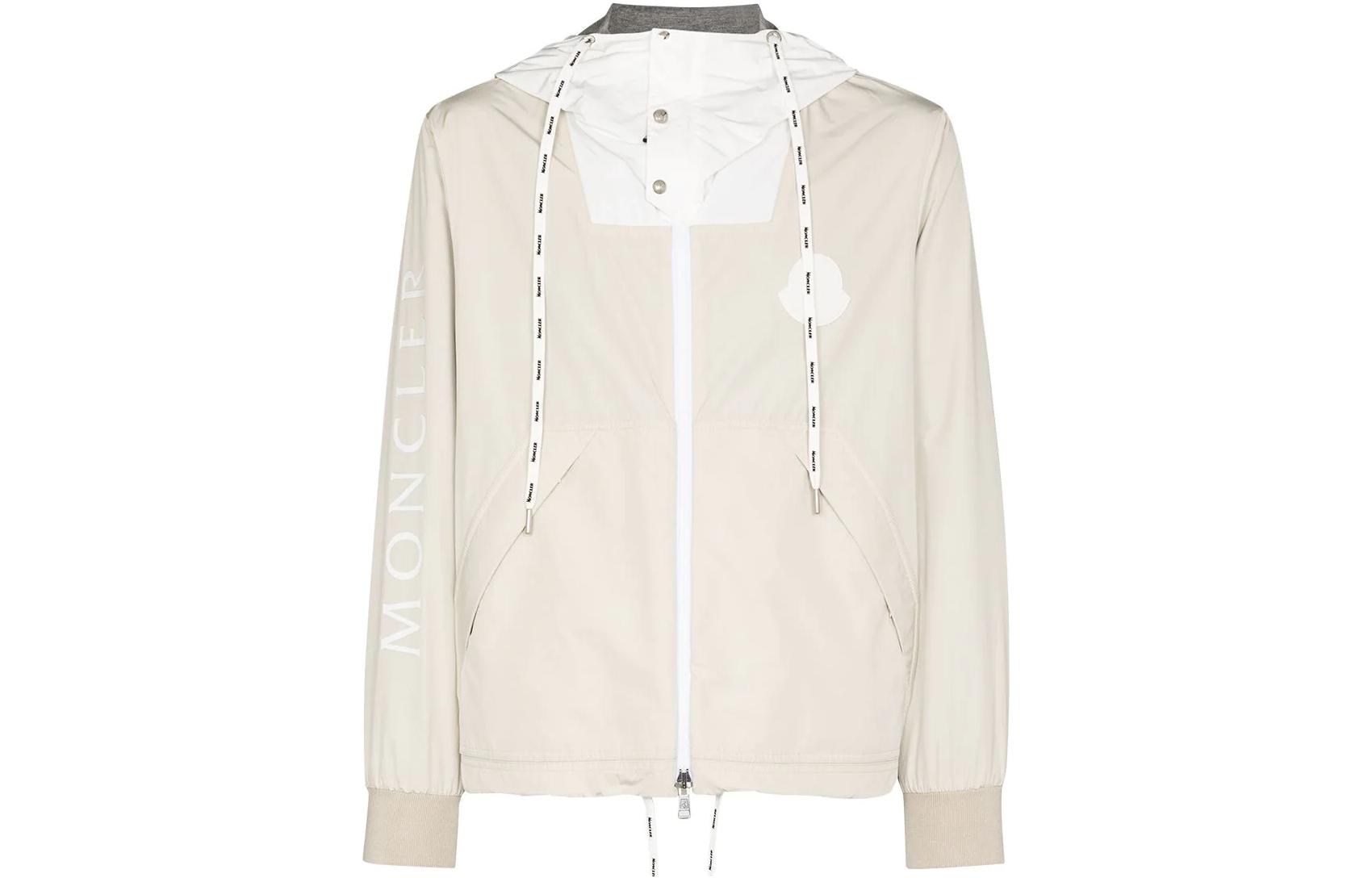 Moncler Logo Print Drawstring Jacket White G1-091-1A751-70-54A91-203