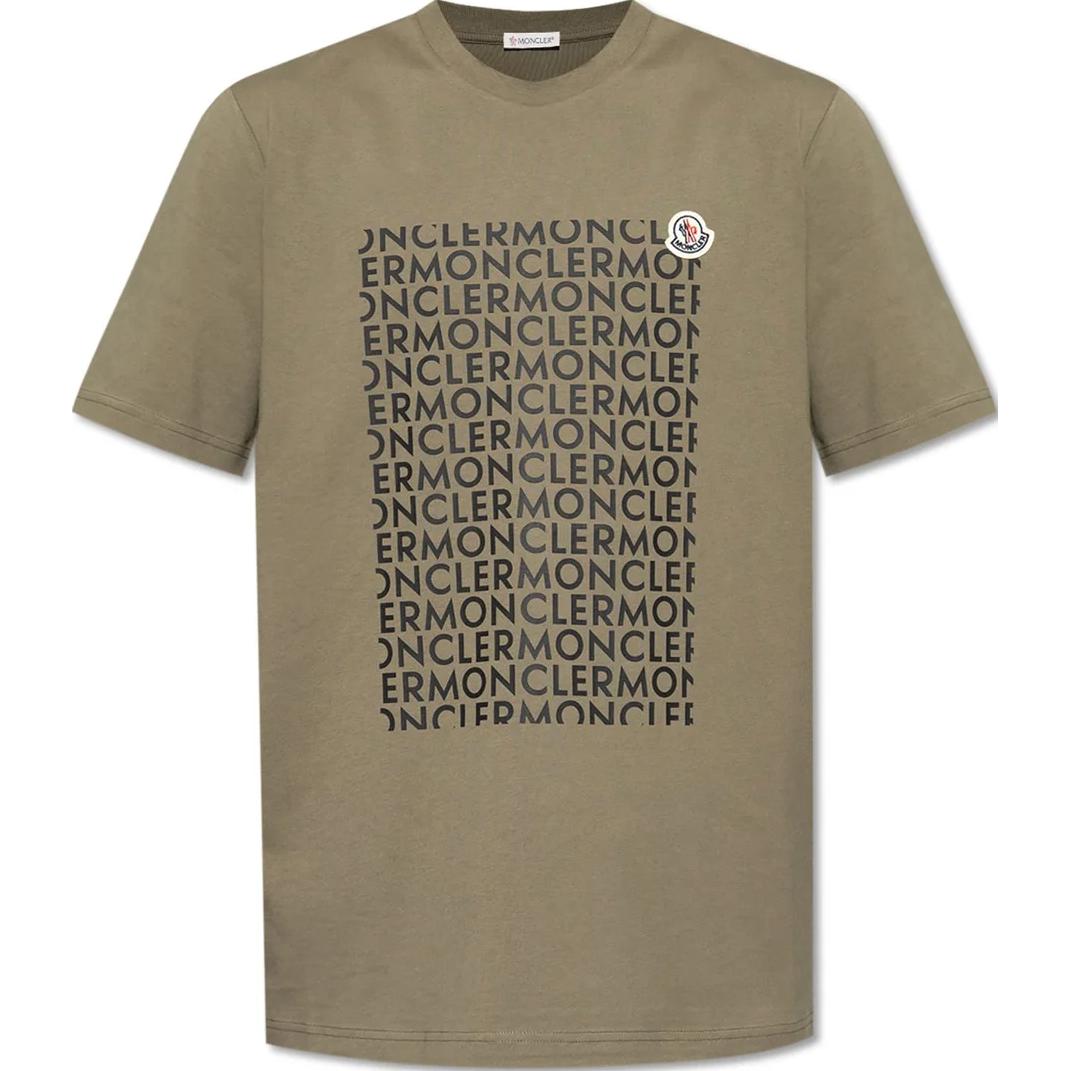 Moncler Logo Print Green Crew Neck Short Sleeve T-Shirt for Men POIZON240906213 圖 2