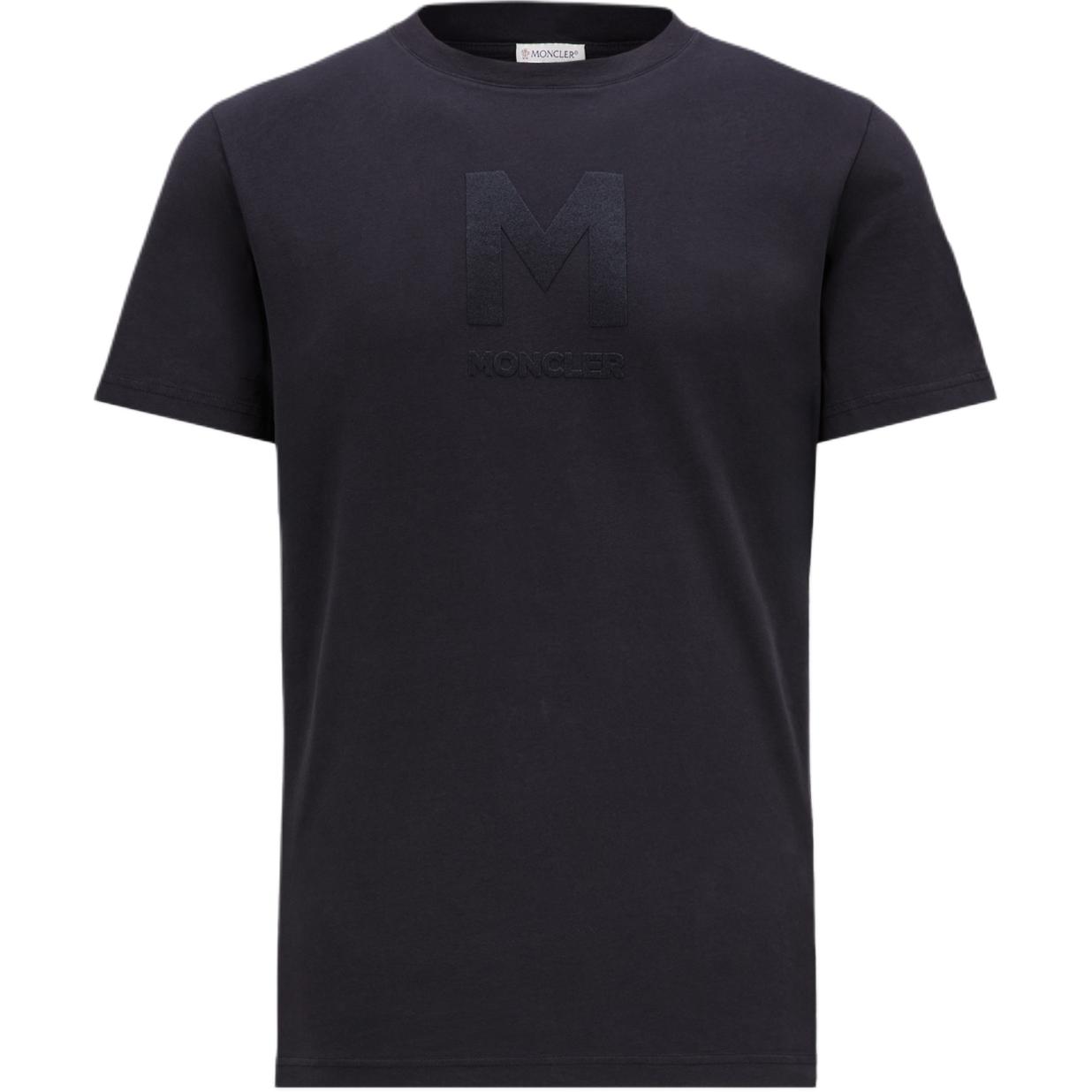 Moncler Logo Print Midnight Blue Crewneck T-Shirt -  Short Sleeve J20918C0001889ANL778