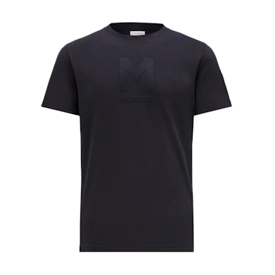 Moncler Logo Print Midnight Blue Crewneck T-Shirt - Short Sleeve J20918C0001889ANL778