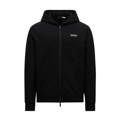 Moncler Logo Print Zip-Up Hoodie Black J20918G00010809KR999