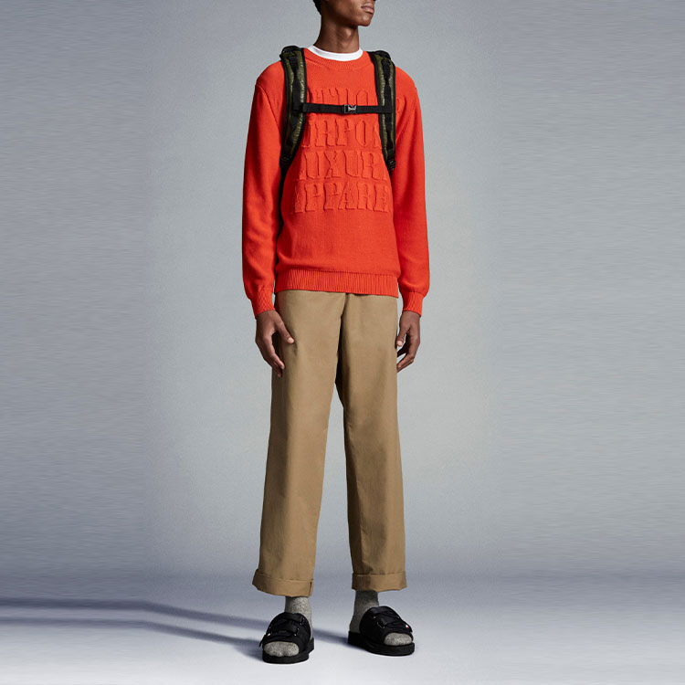 Lookbook モンクレー ロゴプリント カジュアル ルーズフィット ストレートパンツ ブラウン メンズ H10912A0002554ARP240