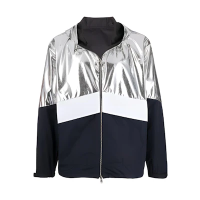 Moncler Logo Printed Colorblock Hooded Jacket for Men Colorblock Design. F10911B7060054AGT900