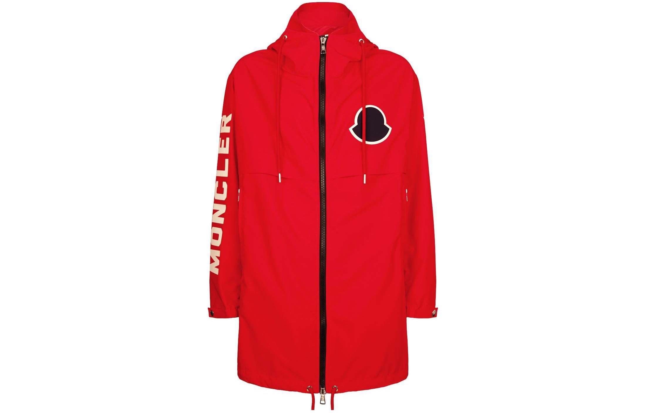 Moncler Logo Red Long-Sleeve Zipper Jacket for Men - Mid-Length & Loose Fit. E10914200205C0025431