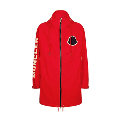 Moncler Logo Red Long-Sleeve Zipper Jacket for Men - Mid-Length & Loose Fit. E10914200205C0025431