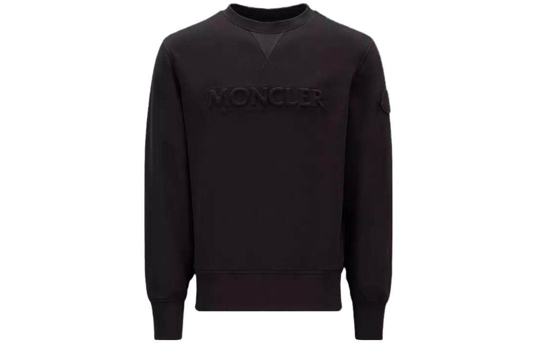 Moncler Logo Ribbed Crewneck Sweatshirt Men’s Black Long Sleeve I10918G00027899WP999