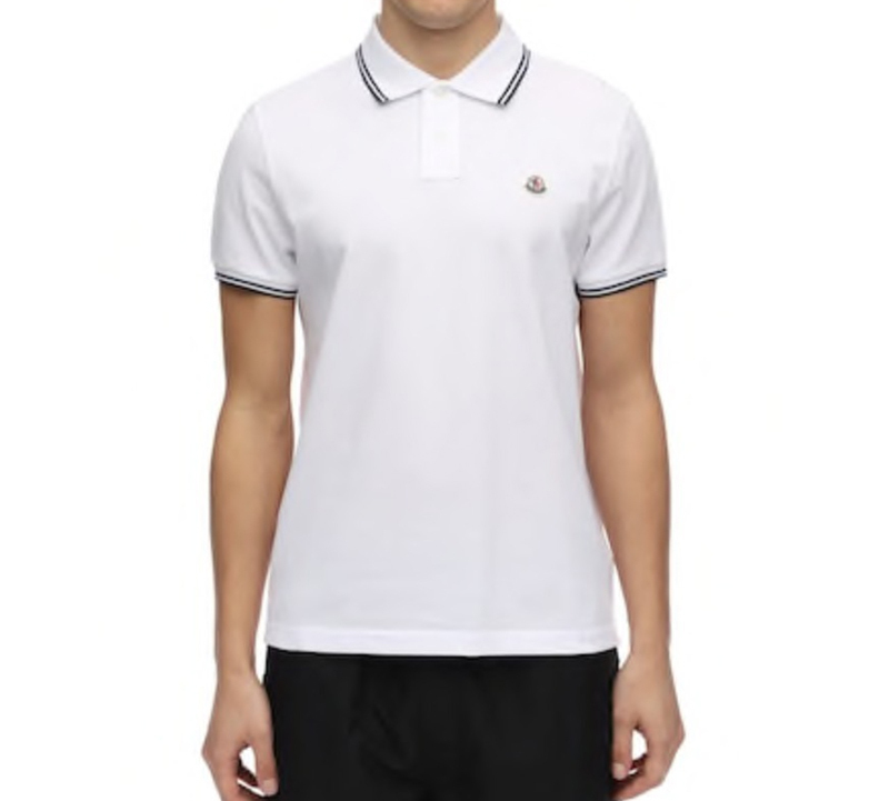 Moncler Logo Ribbed Trim Short Sleeve Polo Shirt White 0918A7060084556001 圖 4