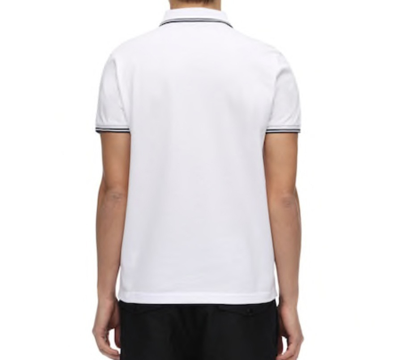 Moncler Logo Ribbed Trim Short Sleeve Polo Shirt White 0918A7060084556001 圖 5