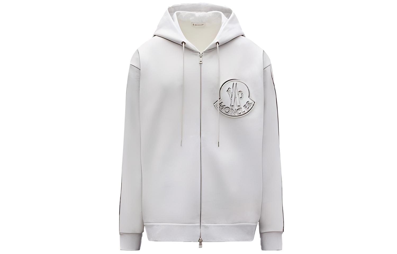 Moncler Logo Side-Tape Zip-Up Hoodie Jacket - Gray G10918G7C210809LA905