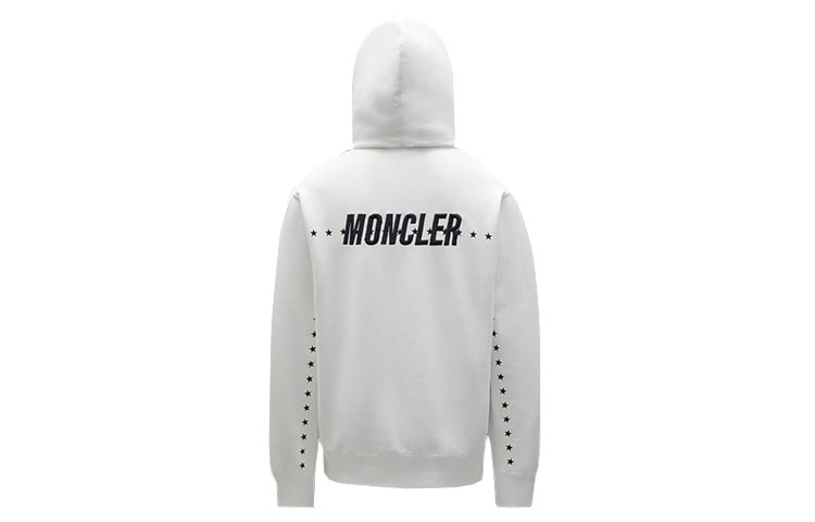 Moncler Logo Star Print Pullover Hoodie White G209U8G00007809F4001