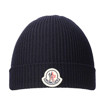 Moncler Logo Wool Beanie Navy Blue . J20913B70500A9342742