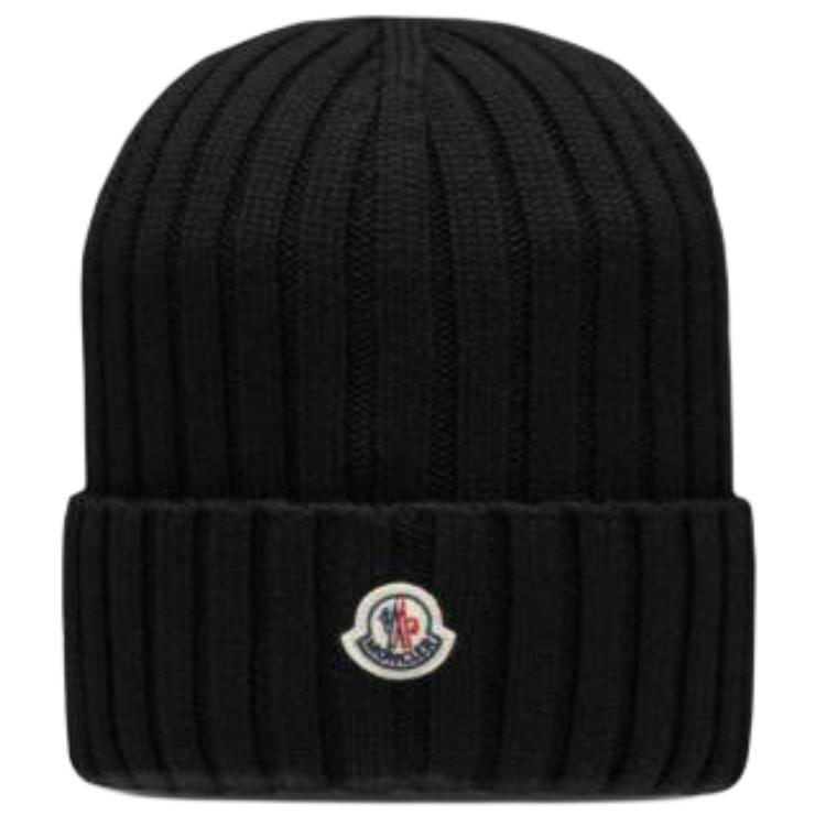 Moncler Logo Wool Beanie Unisex Black - Couples' Style J20933B00036A9327999