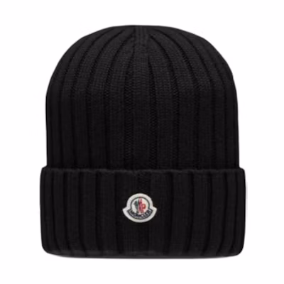 Moncler Logo Wool Beanie Unisex Black - Couples' Style J20933B00036A9327999