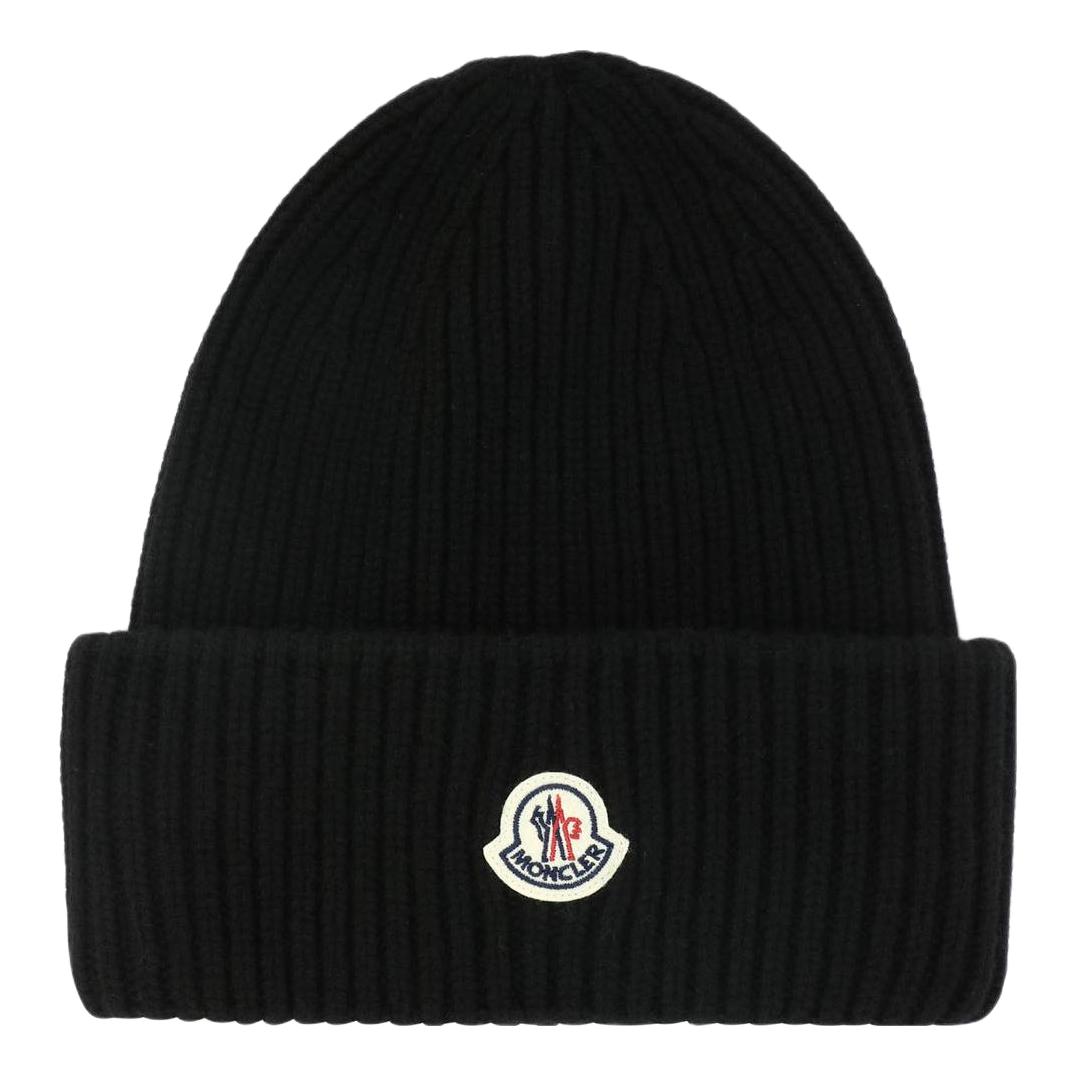 Moncler Logo Wool Knit Beanie Black 3B00066M1127999