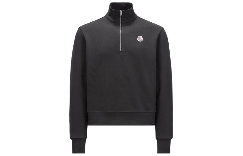 Moncler Logo Zip-Up High Neck Casual Sweatshirt Black J10918G00022899V4998