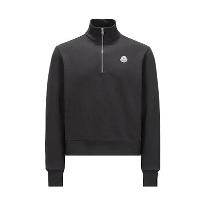 Moncler Logo Zip-Up High Neck Casual Sweatshirt Black J10918G00022899V4998
