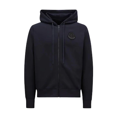 Moncler Logo Zip Hoodie Loose Fit Long Sleeve - Midnight Blue J20918G00084809KX77B