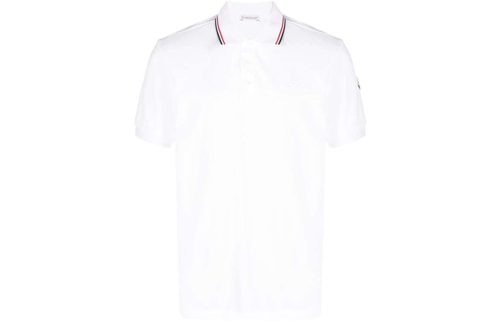 Moncler Loose Fit Solid White Short Sleeve Polo Shirt 8A0000684556002