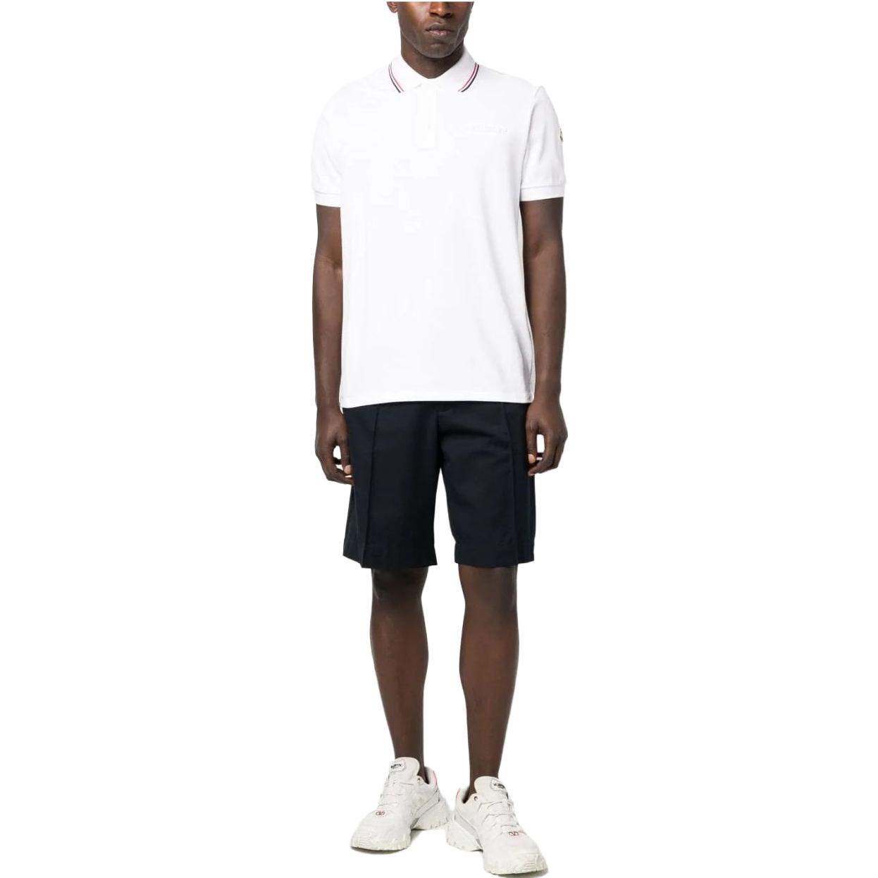 Moncler Loose Fit Solid White Short Sleeve Polo Shirt 8A0000684556002 圖 3