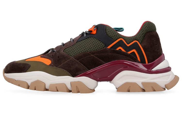 Moncler Low-Top Lace-Up Mesh Sneakers 'Brown Green'