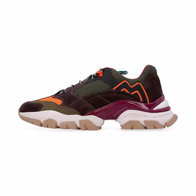Moncler Low-Top Lace-Up Mesh Sneakers 'Brown Green'