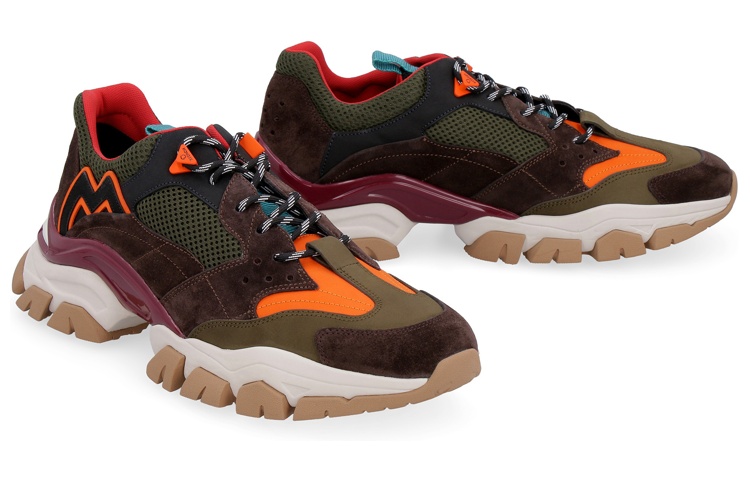 Moncler Low-Top Lace-Up Mesh Sneakers 'Brown Green' 圖 2