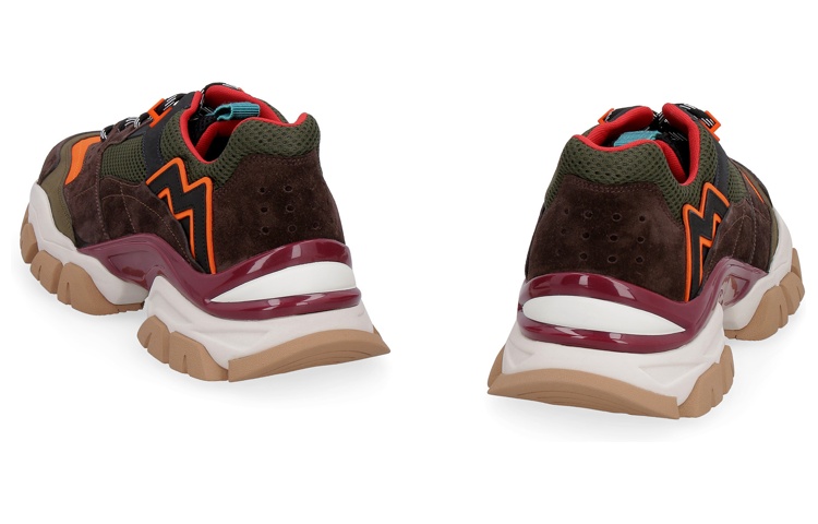 Moncler Low-Top Lace-Up Mesh Sneakers 'Brown Green' 圖 4