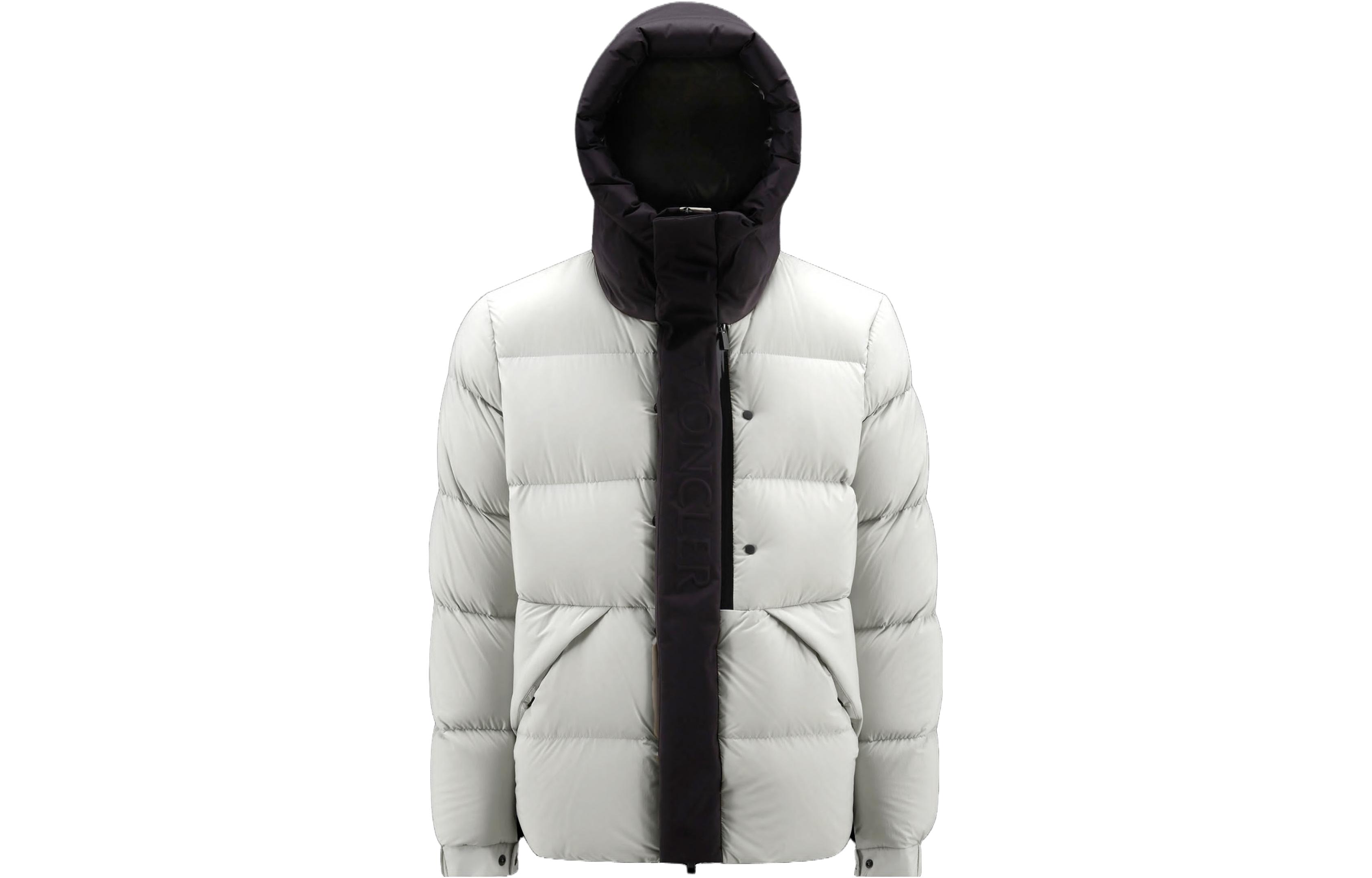 Order Moncler Madeira 男女短款羽絨外套 淺灰連帽拉鍊大衣。 I20911A002015333391Y